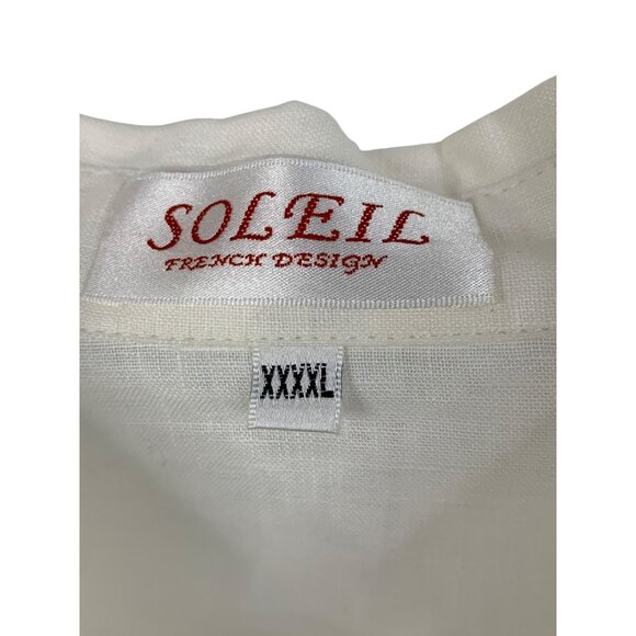 Soleil Womens Ivory Linen Blend Button Blouse 3XL RBB10449 - Picture 3 of 8